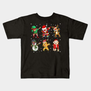 Dabbing Dab Santa Elf Labrador Retriever Dog Friends Christmas Lights Kids T-Shirt